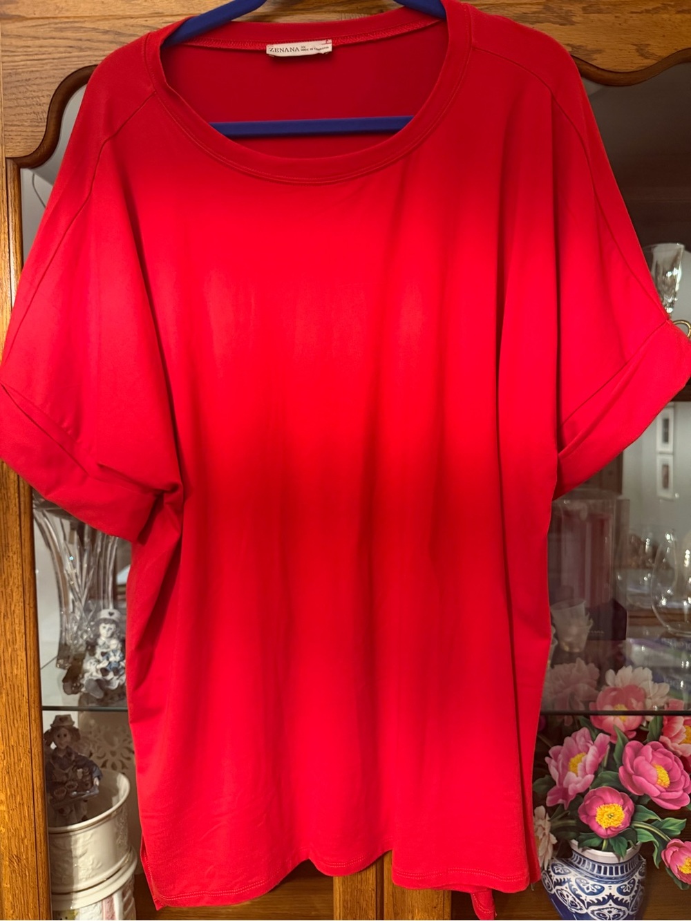 Zenana Oversized Bright Red Short-Sleeve Tee, & leggings, NEW, Super Soft, $25